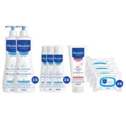 Mustela Gentle Cleansing Gel Set (Genlte Cleansing Gel+Soothing Moisturising Lotion+Cleansing Wipes)