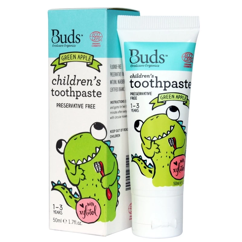 Buds Organics Children's Toothpaste With Xylitol (1-3 Years) Green Apple 50mL 3 Buds Organics Children's Toothpaste With Xylitol (1-3 Years) Green Apple 50mL