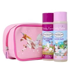 Childs Farm Children Unicorn Wash Bag - Hair & Body Wash 250ml + Bubble Bath 250ml
